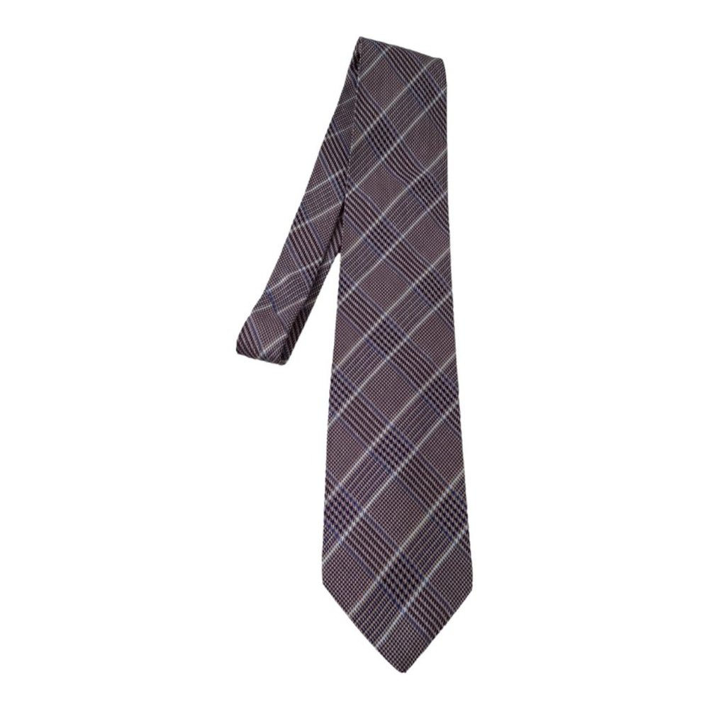 AQUASCUTUM Brown Plaids & Checks Silk Tie England 58-"3.5"EC